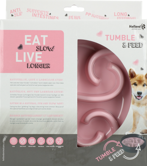Eat Slow Live Longer Tumble Feeder pink